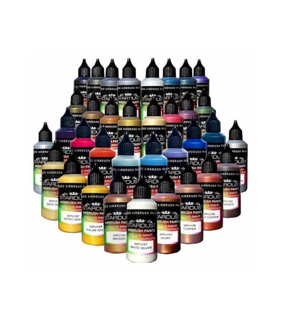 Set 19 Colori Per Aerografo A Base D’Acqua – Fluorescenti, Madreperla, Universali Per Tatuaggi E Body Painting