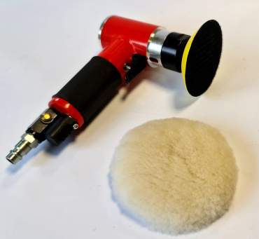 Mini lucidatrice pneumatica 75 mm con piatto e schiume