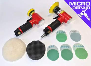 Mini levigatrice eccentrica pneumatica da 50 mm con 50 mini dischi A3301