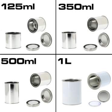 Barattoli di vernice in metallo con coperchio da 125 ml a 5 l