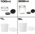 Vasi in plastica da 100 ml a 5 litri con coperchio
