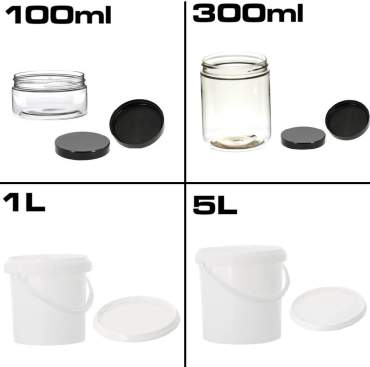Vasi in plastica da 100 ml a 5 litri con coperchio